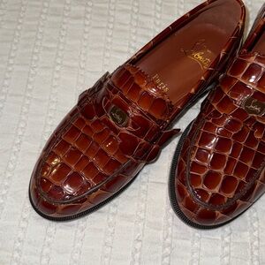 Christian Louboutin Burgundy Crocodile Loafers